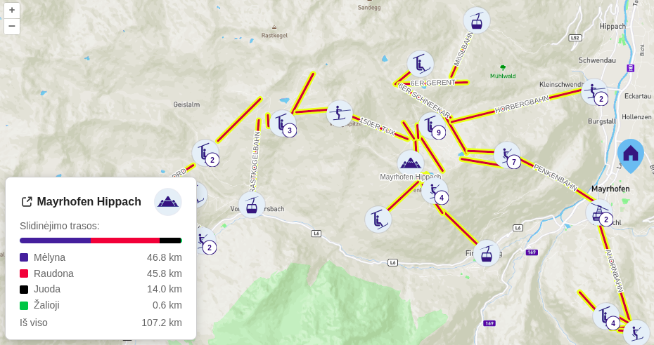 Skiing map